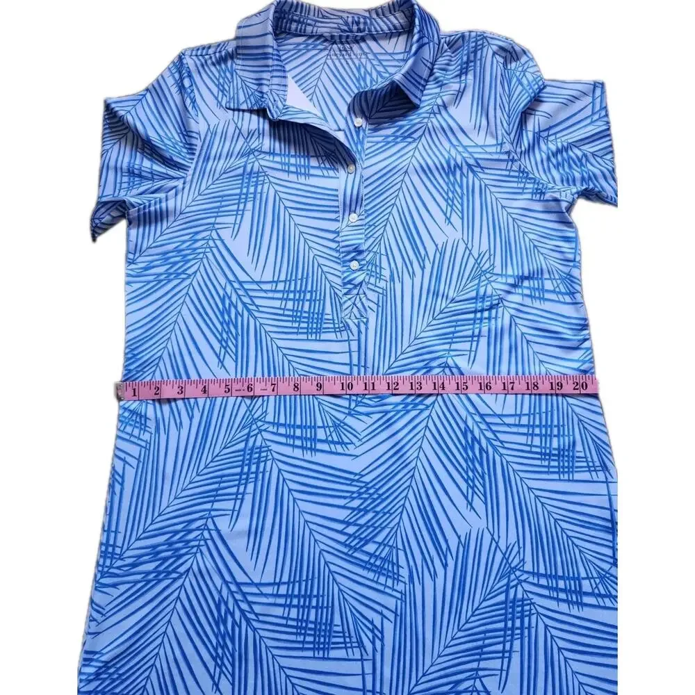 Vineyard Vines Polo Dress Womens L Blue Palm Print 3/4 Sleeve Stretch Shift - Picture 8 of 10